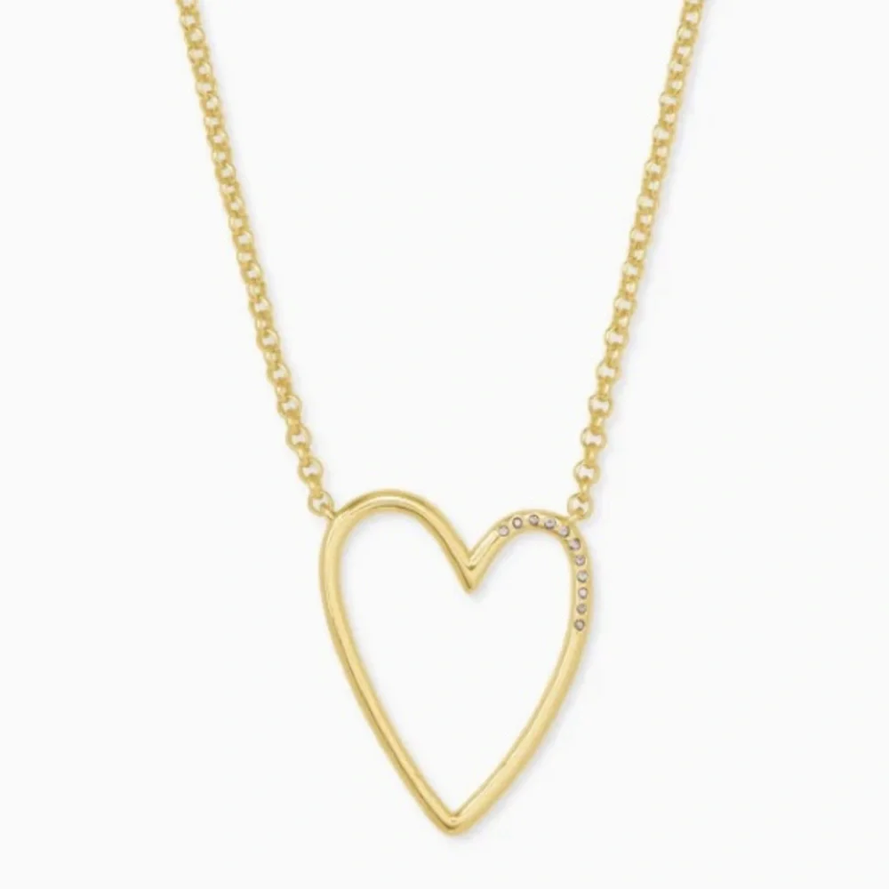 Kendra Scott Ansley Heart Pendant Necklace, Gold-Plated. NWOT